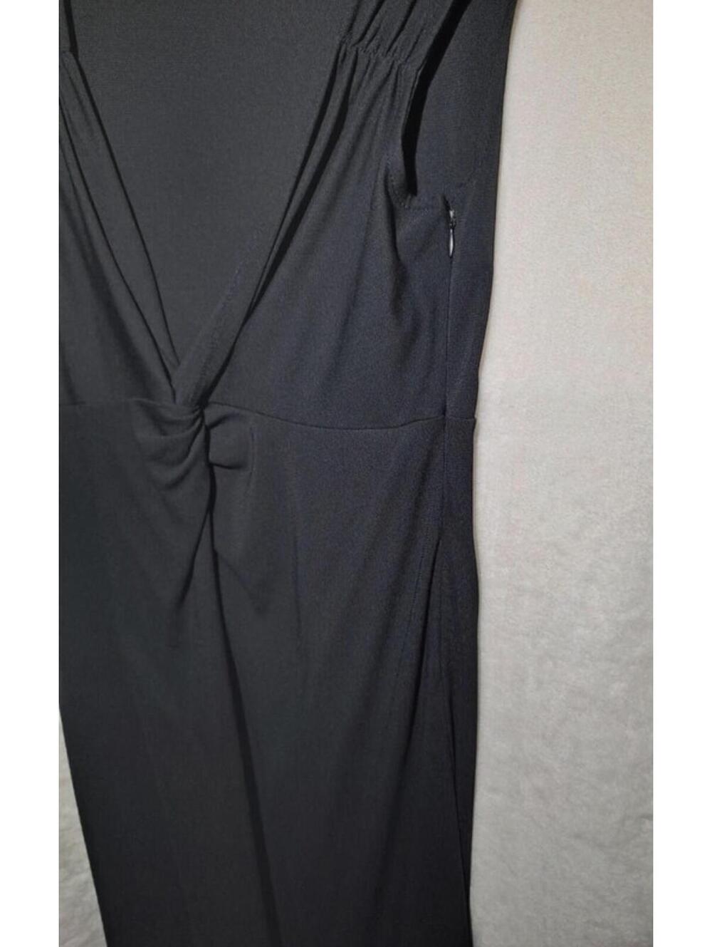 LOFT Black Sleeveless Ruched V-Neck Dress Size 4 - Picture 4 of 6